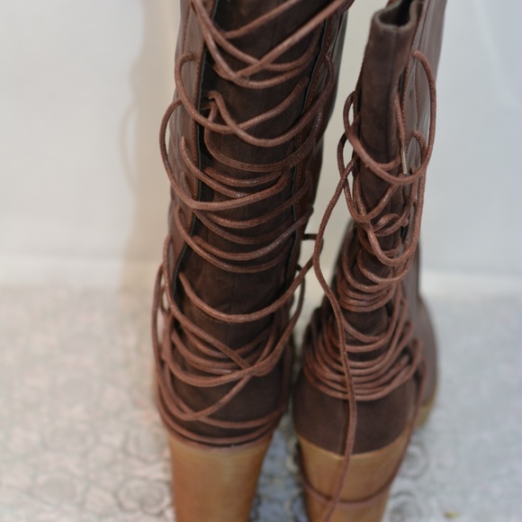 Brown Tall Boots Lace Back SZ 9 Bucco NWOT - Picture 7 of 8